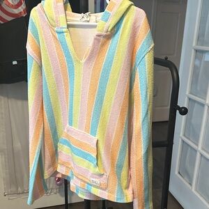 ROXY Girls Think New Horizon Poncho in the Snow White Rainbow Candy colorway
